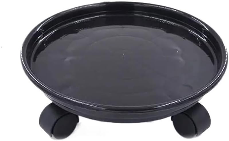 Flower Tray, Garden Plant Caddy Stand with Lock Wheels Rolling Round Flower Pot Pallet,Planter Trays(Brown)