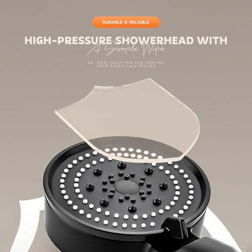 Image of Amazon Basics 5 Mode Hand Held Shower Head For Bathroom | High Pressure Water Flow Hand Shower | ABS Plastic | Essential Bathroom Accessories Black