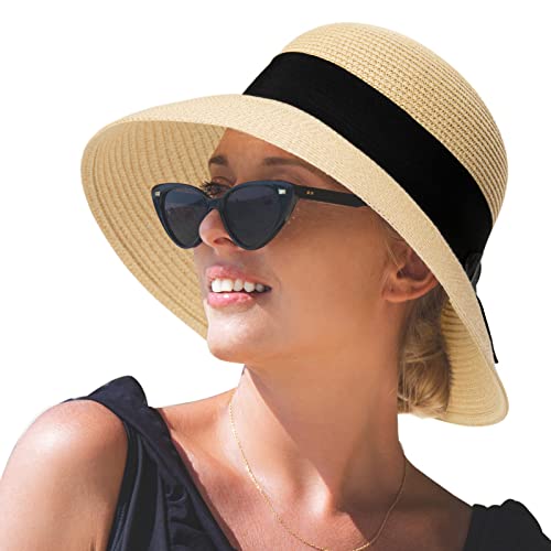 Best Sun Protection Hats For Women 18 Siggi Womens Floppy Summer Sun Beach Straw Hats Accessories Wide Brim Foldable Beige 57cm (56-57.5cm...