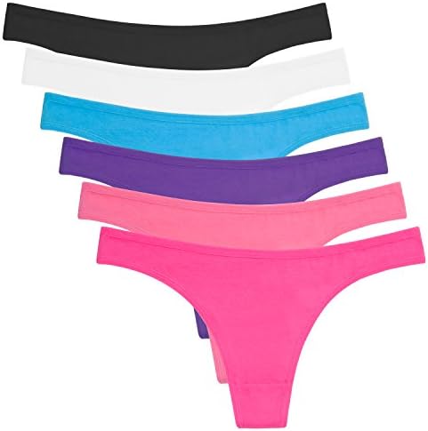 ANZERMIX Women's Breathable Cotton Thong Panties Pack of 6 (Size M)