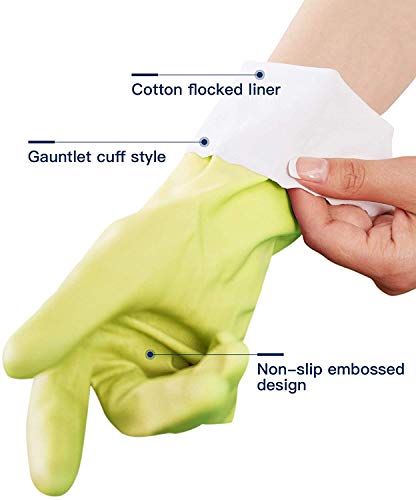 Image of LANON wahoo Cleaning Gloves with Cotton Flocked Liner,Bud Tender,Medium | Skin-Friendly,Dish Washing,Reusable,Latex Free,DEHP-Free,Non-Slip,Dishwashing Household Kitchen Gloves