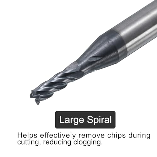 Image of uxcell 5pcs Carbide Square End Mills, 1 /16 inch Dia AlTiN BN Coated 4 Flutes Milling Bit Cutter, for Hardened Steel Cast Iron Alloy Metal, 1 /8 inch Shank 3 /16 inch Cut Length 1-1 /2 inch Long HRC50