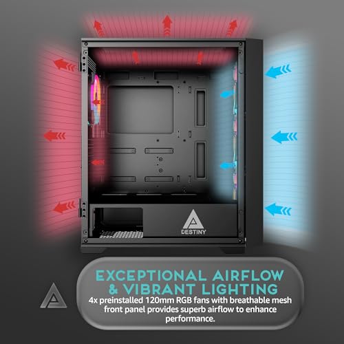 Boîtier PC de jeu Destiny Mesh Apevia avec 4 ventilateurs ARGB