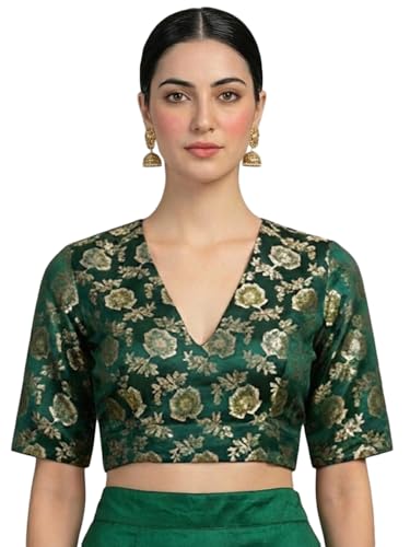 Image of Thevasa Women's Everyday Divine Depth V Neck Half Sleeves Blouse