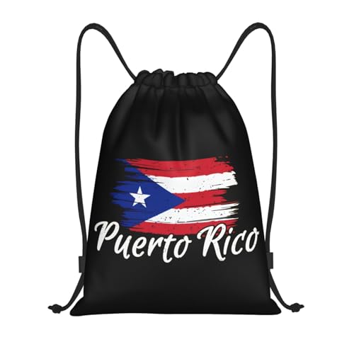 ASYG Cute Puerto Rico Flag Drawstring Backpack Sports Sackpack Gym Bags With Adjustable for Men Women