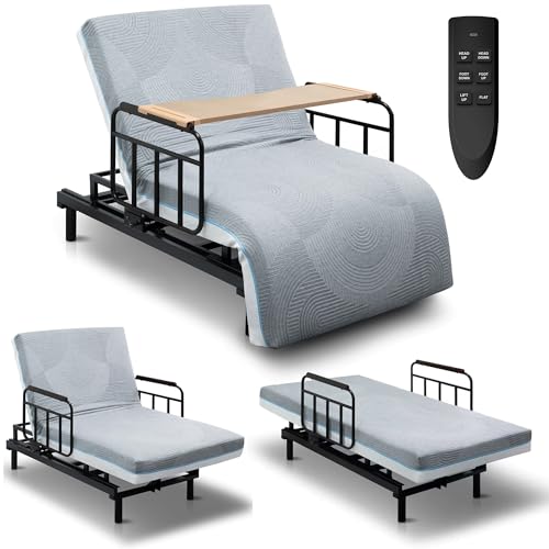 Adjustable Hospital Bed with Mattress and Remote