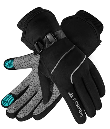 FORVEVO Skihandschuhe Herren Damen wasserdichte, 3M Thinsulate Warme Winterhandschuhe Herren, Touchscreen Winddicht Fahrradhandschuhe, M
