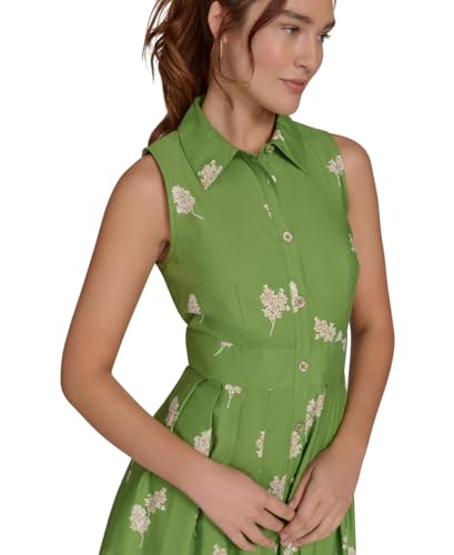 Image of Tommy Hilfiger Women's Sleeveless Collared Front Button A-line Midi Dress