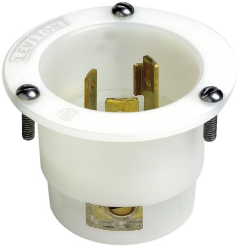 Leviton 2315 20 Amp, 125 Volt, Flanged Inlet Locking Receptacle, Industrial Grade, Grounding (White) by Leviton - Used condition - CA$7.67