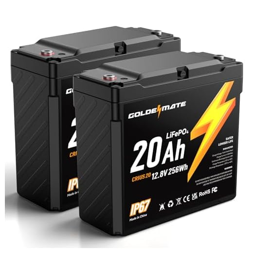 GOLDENMATE 12V 20Ah LiFePO4 Battery(2 Packs), IP67 Waterproof, 12V Lithium Battery with 5000+ Deep Cycles, Built-in BMS & Premium Battery Cells, Ideal for Solar, Marine, Fishfinder, Off-grid camping