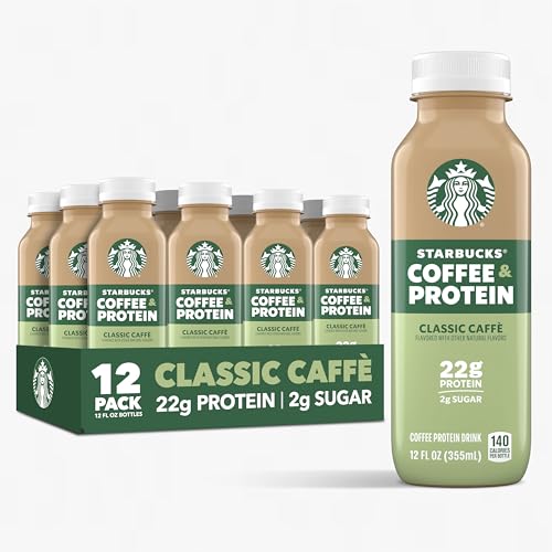 Starbucks Coffee & Protein, Classic Caffe, 12 fl oz Bottles,