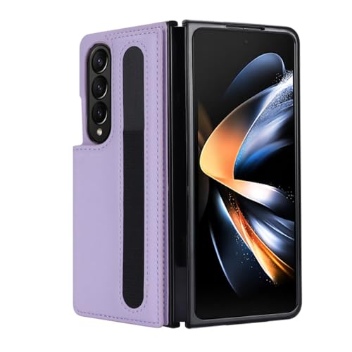 Étui en cuir Galaxy Z Fold 4 chic et violet avec porte-stylo élégant