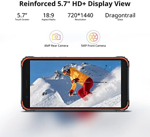 Rugged Phone, Blackview BV4900s 4G LTE Dual SIM IP69K Tough Mobile Phones, 5580mAh, Android 11 Go, 32GB ROM/SD128GB Waterproof Shockproof Phone, 5.7inch, 8MP Rear Camera, Face ID, OTG, GPS - Orange