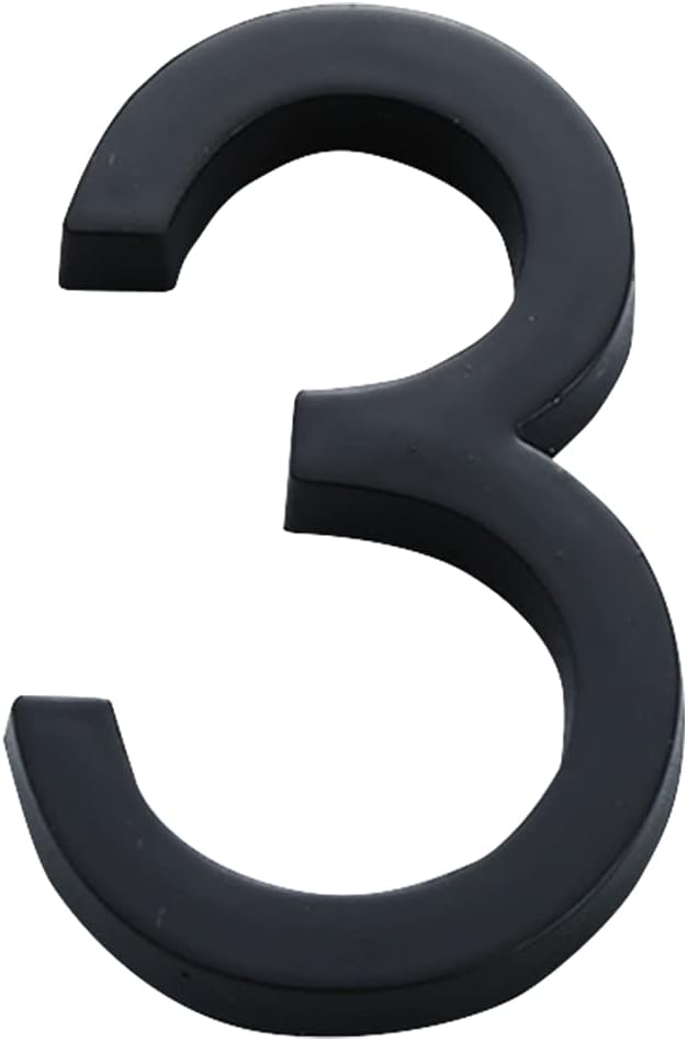 Zayookey Self-Adhesive Mailbox Numbers Modern House Address Number Black 3D Door Number Stickers for Street Sign Hotel Apartment Home Number 2.36 Inch(House Number 3)