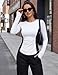 BMJL Womens Workout Tops Active Long Sleeve T Shirt Color Block Slimming Fall Shirts Gym Clothes Woman Fitness Clothing(S,White)