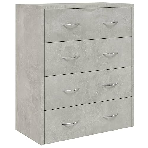 Tomostar Commode 4 Tiroirs, Commode Chambre Meuble de Rangement Chest of Drawers avec 4 tiroirs 60x30,5x71 cm Gris béton