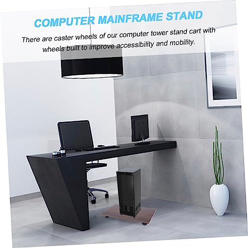 Soporte para CPU de madera natural con ruedas y tornillos para torre de computadora, soporte móvil para computadora con fácil montaje y estructura estable miniatura 5