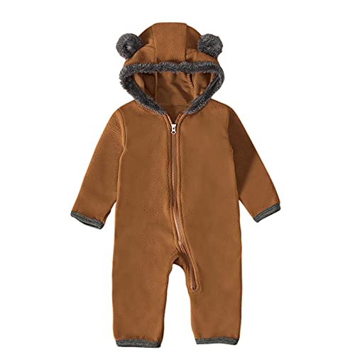 Infant Baby Girls Boys Hoodie Romper Cartoon Fleece Jumpsuit Baby Layette Set Long Sleeve Onesies Newborn Clothes