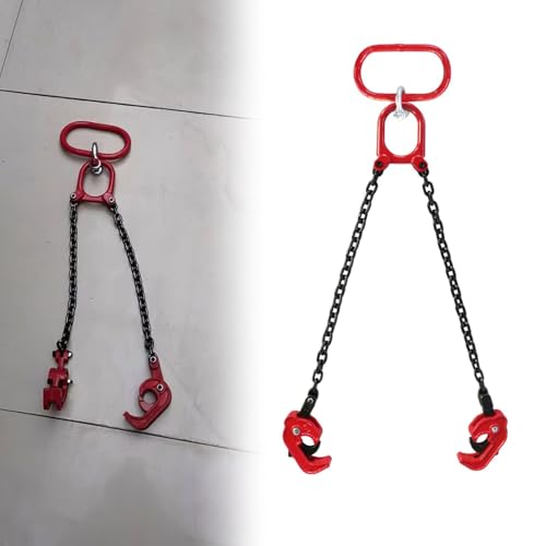 Elevador de tambor de dos cadenas, dispositivo de abrazadera de barril de grúa/carretilla elevadora, pinzas de elevación de cadena industrial para tambores de metal, equipo de manejo resistente