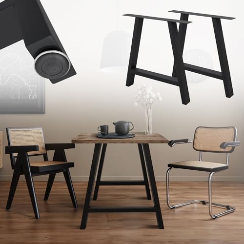 ECD Germany 2 czesci rama stolu w ksztalcie litery A A-Design 70 x 72 cm stal lakierowana proszkowo czarna w stylu industrialnym podstawa stolu nogi stolu prowadnice stolu nogi stolu zestaw