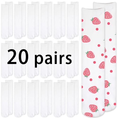 ARKBAODAN 20 Pairs sublimation socks blanks adult 15.7 Inch Football blank socks Sublimation High Sock Printable Athletic Crew Socks for Men Women Teen Sports Sock Party Decoration