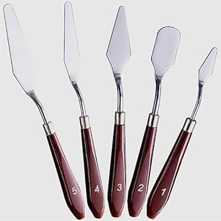 5-Piece Palette Knife Set, Stainless Steel Painting Knives, Mixing Scraper for Acrylic Art