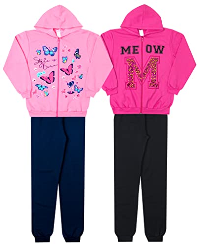 Kit 2 Conjunto Moletom Juvenil Menina Atacado (14, Rosa - Pink)