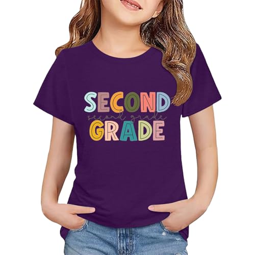 Back to School Girls Second Grade Shirt Boys First Day of School Clothes Kids Short Sleeve Lightweight Tees Tops