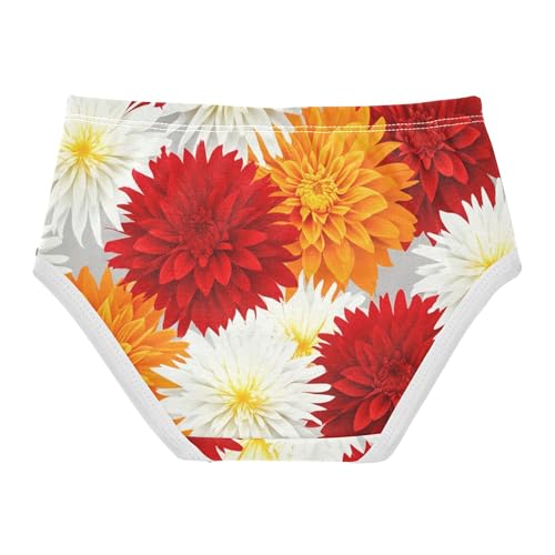 Cotton Toddler Underwear Floral Floral Orange Red Flowers Panties Little Girl Artistic Briefs Girls Undies 2t2