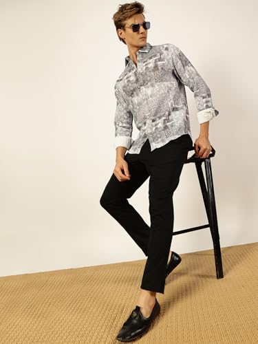 Image of Thomas Scott Mens Slim Fit Full Sleeves Printed Casual Shirt
