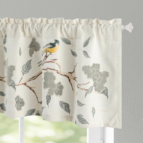 VOGOL Vivid Birds and Flower Kitchen Valance, 52 x 18 Inches