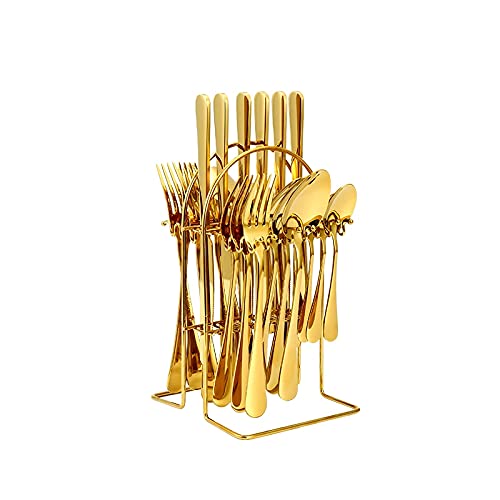Ménagère de luxe 24 pièces acier inoxydable lave-vaisselle couverts colorés