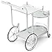 Tangkula Rolling Bar Cart, Metal Serving Cart with Tempered Glass, 3-Tier Glass Bar and Serving Cart, Tea Serving Bar Cart with 4 Wheels (Silver)