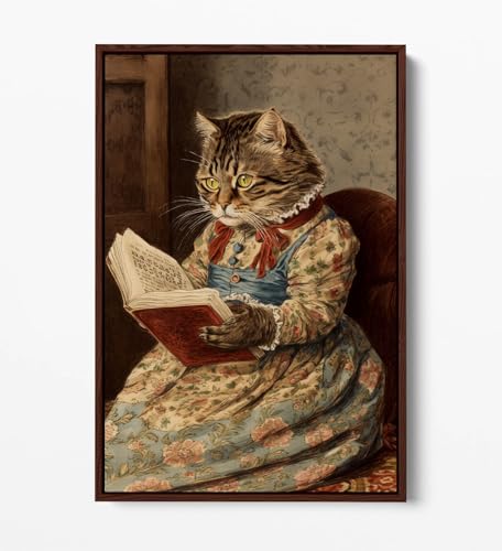 Impression sur toile haut de gamme chat Beatrix Potter cadre noyer - 2
