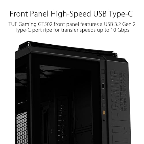 ASUS TUF Gaming GT502 Plus WT ATX Mid Tower Gaming Case Dual Chamber Design, Independent Cooling Zones for The CPU and GPU, Tool-Free Side Panels, USB 3.2 Gen 2 Type-C Front Panel, 4 ARGB Case Fans