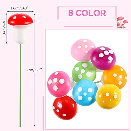 Jetec 200 Pieces Fairy Garden Mushroom Mini Tiny Foam Mushroom Miniature Colorful Mushroom Artificial Fairy Garden Ornament For Flower Pot Micro Landscape Decoration, 8 Colors #TOP1