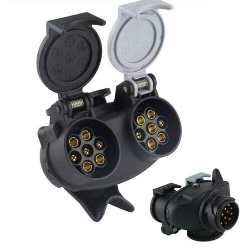 EVERGD 12V Waterproof Caravan Converter 13 Pin Plug to 12N & 12S 7 Pin Sockets Caravan Trailer Towing Adapter