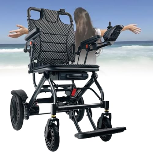 LFfwynog Sillas de Ruedas eléctricas para Adultos, Scooter Plegable de Movilidad, Scooter de Movilidad Plegable con Capacidad de 100 kg, Marco de Aluminio y Carbono, Todo Terreno. 6AH
