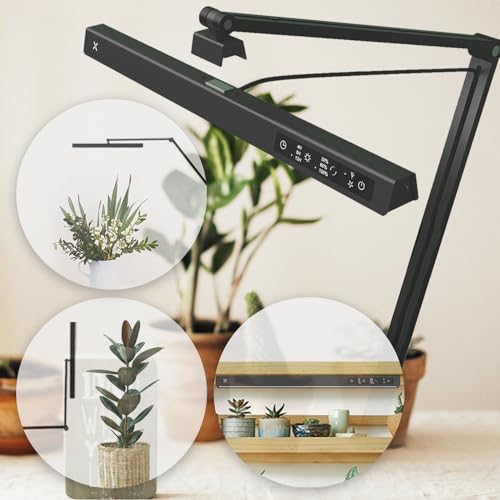Magnetic Mounted Switchable Dual Full Spectrums Grow Light for Indoor Plants 100Leds 17W Multifuction Touch Screen Boom Arm Clip on Table High PPF Dimmable Cycle Timer Succulent Flowers Micr