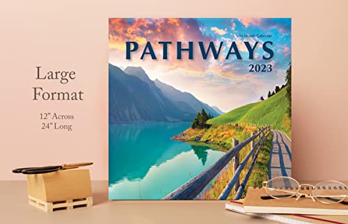 Pathways 2023 Hangable Monthly Wall Calendar - 12" X 24" Open - Sturdy & Thick Large Full Page 16 Months - Nature Walks & Scenic Hiking Trail Travel Photography - Paradise Vacation Photo Gift - Inspirational Motivational - Organizing & Planning - Includes 2022 #TOP1