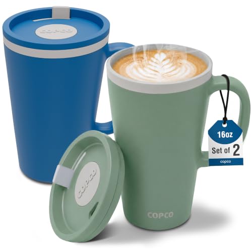 Copco Cone Cone Desk Mug 16 Oz - Blue & Green, Set of 2