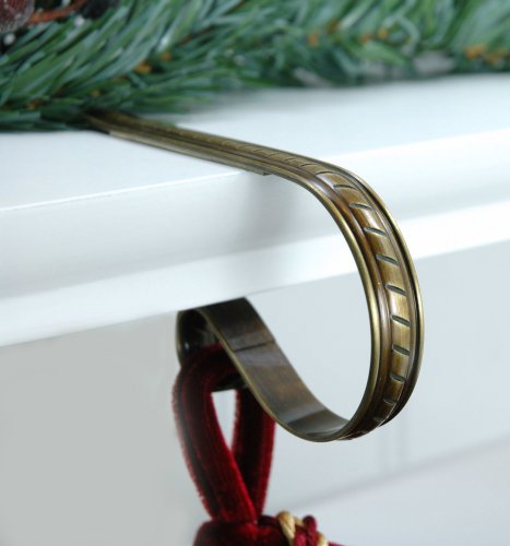 The Original MantleClip - 4 pack - Embossed Rope Design - Classic Antique Brass