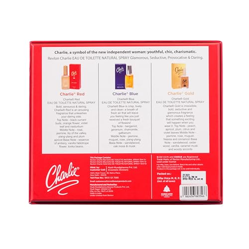 Image of Revlon Charlie Gold EDT,Charlie Red EDT,Charlie Blue EDT Premium Long Lasting EDP Perfume |Parfum Gift Set 3 x 15 ml