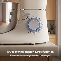 Fentic 6-in-1 Küchenmaschine – 2000W – Mit Fleischwolf, 1,5L Entsafter, Gemüseschneider und Mehr – Knetmaschine mit 6,2L Rührschüssel, Rührhaken, Knethaken, Schlagbesen und Spritzschutz (Beige) – Ansicht 7