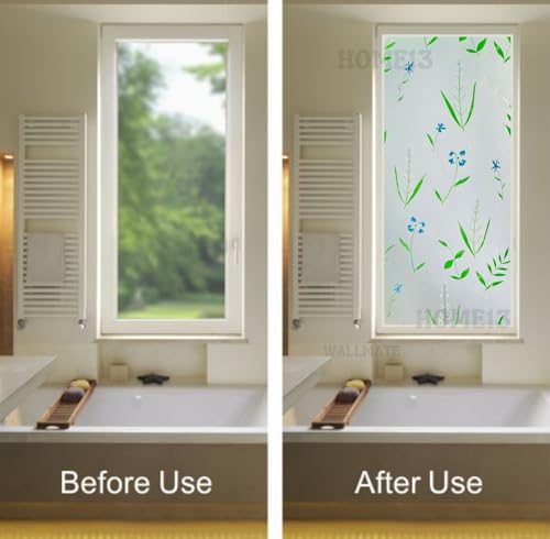 Image of HOME13 Frosted Window Film Decorative Static Cling Window Film Window Clings Privacy Non-Adhesive Frosted Glass Film for Living Home 12x38