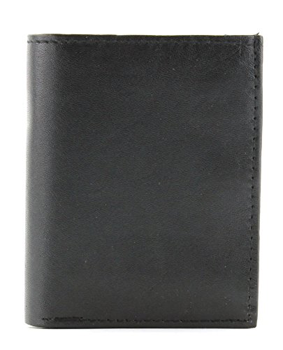 Li Bifold Wallet for Men - Clean stitched genuine Leather Wallet with center flap card pocket, 9 cards, 2 inner slots, and 2 cash compartments - Timeless Design Men's Wallet (Black)