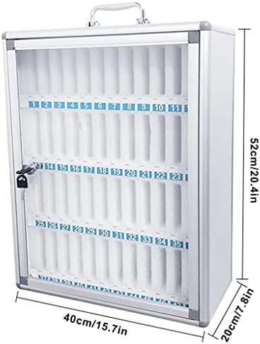 Portable Aluminum Alloy Storage Cabinet for Phones - Key Lock Locker Box with Handles & Handwritten Tags - Ideal for Classroom, Office, Gym Organization