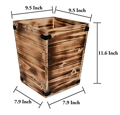 Owlgift WBT1001 Decorative Rustic Burnt Wood Trash Can thumb #5