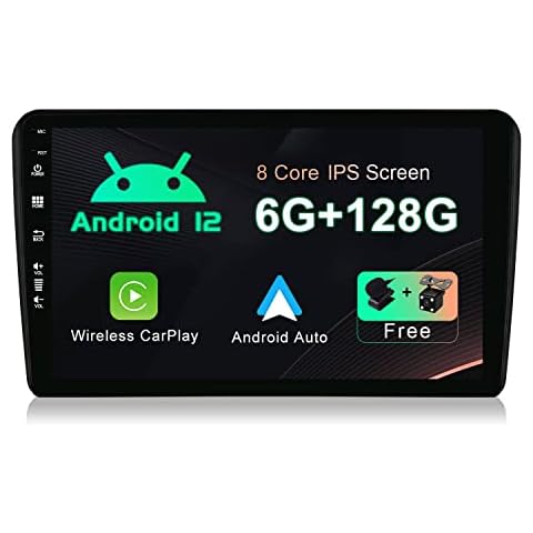 SXAUTO - 6G+128G - Android 12 IPS Car Stereo For Audi A3 8P(2003-2008) / A3 8P/8PA (2003-2013) - Wireless CarPlay/Android Auto/DSP - Camera + MIC - 9 Inch 2 Din - DAB SWC 4G WiFi Fast-boot 360-Cam AHD Cover