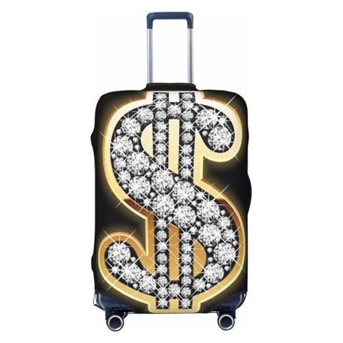 Gold Dollar Sign Print Luggage Suitcase Covers Elastic Washable Luggage Protector Luggage Covers For Suitcase